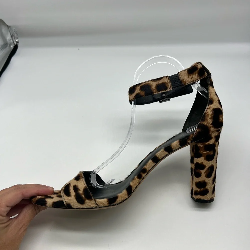 Diane Von Furstenberg - Chain-link Leopard Ankle Strap Open Toe High Heels SZ 11